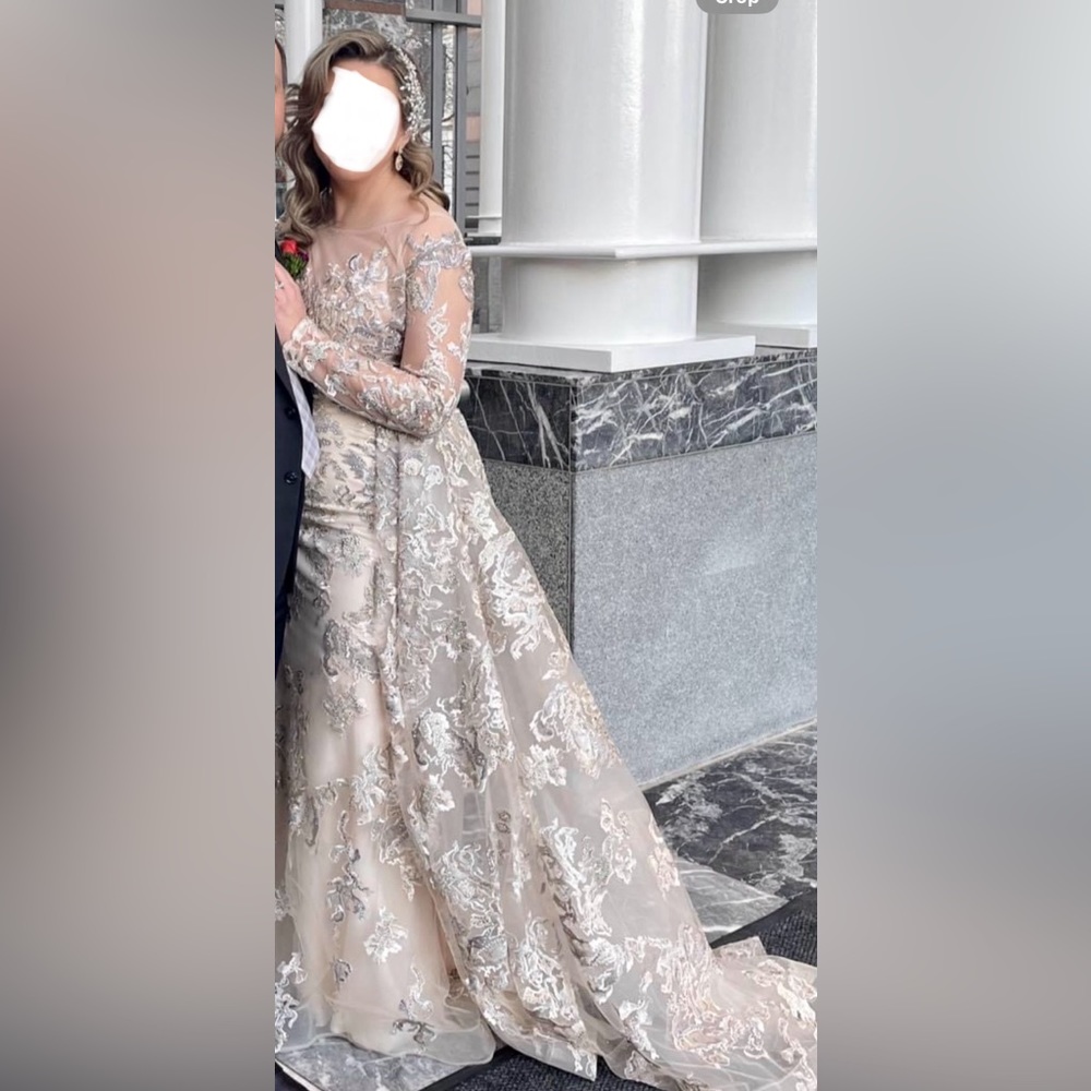 Stunning Mambo Couture Evening dress Champagne color
